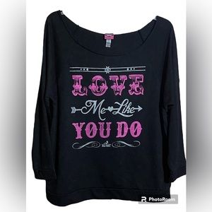 NWOT Ali Dee Collection Off Shoulder Long Sleeve Sweatshirt Sz XL Black